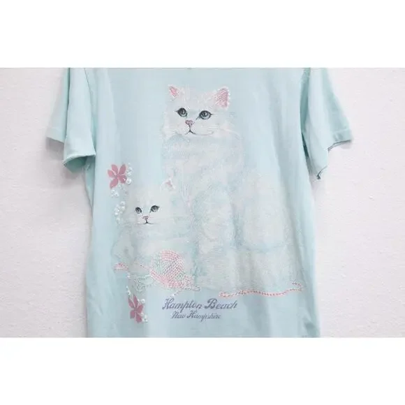 Vintage Kitty Cats Hampton Beach New Hampshire T Shirt Medium - Picture 2 of 8